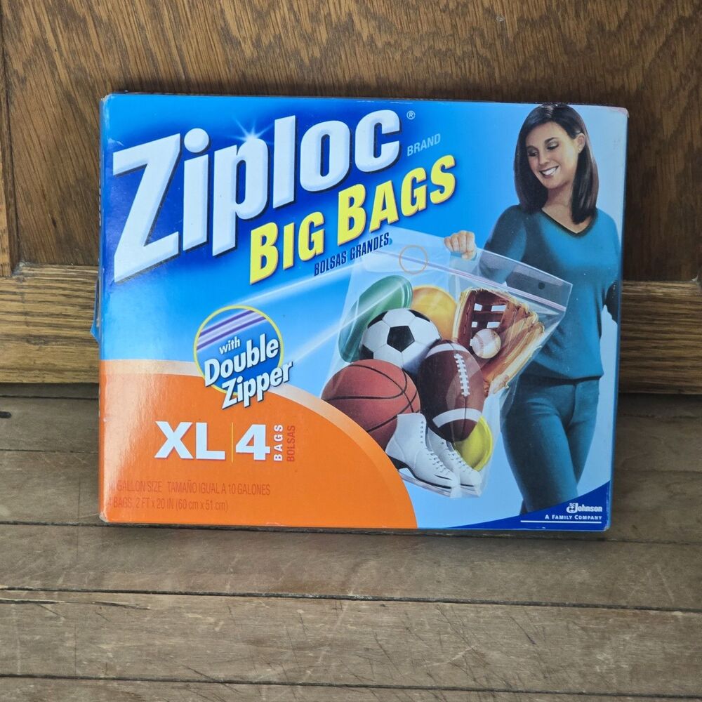 Ziploc Big Bag 4 XL 10 Gallon Double Zip Lock Bags 2ft x 1.7ft Storage Organizer